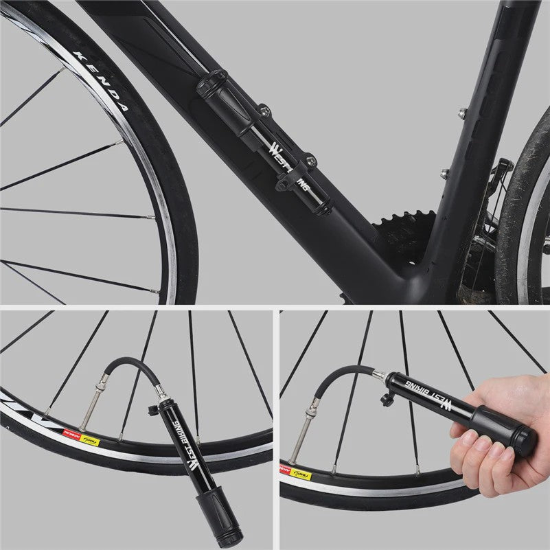 WEST BIKING Mini Fietspomp 100PSI Aluminium - Schrader & Presta Ventiel