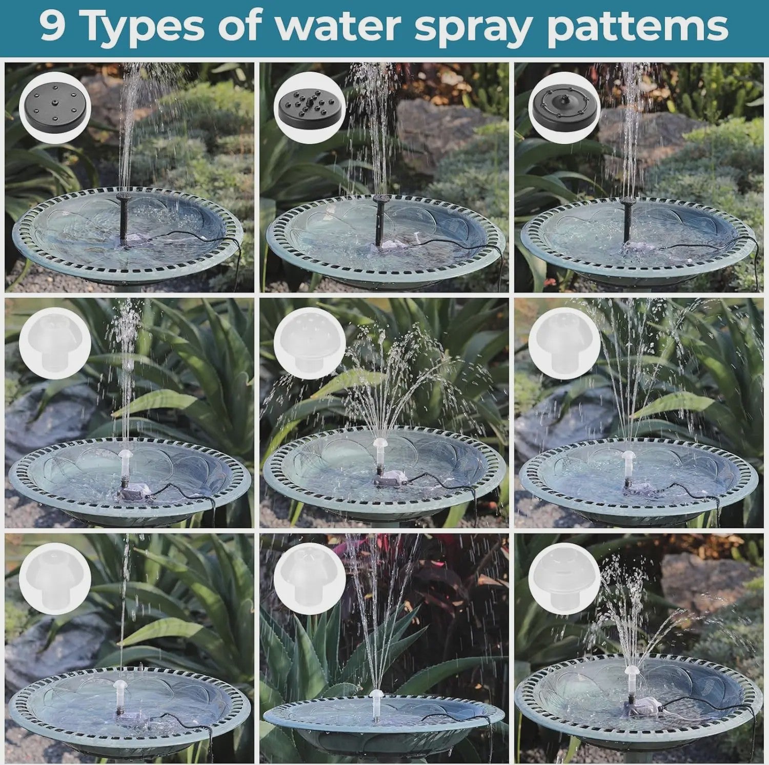 Solar Tuinpomp Kit 12W - Fontein Pomp met 9 Sproeiers & 1M Pijp