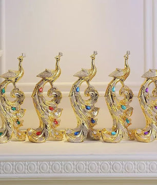Luxe Gouden Pauwen Beeldjes - Creatieve Decoratie voor Woonkamer & Kast