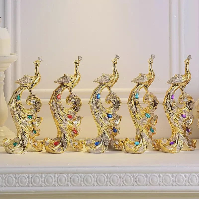 Luxe Gouden Pauwen Beeldjes - Creatieve Decoratie voor Woonkamer & Kast