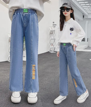 Stoere Wijde Jeans voor Meisjes - Comfortabele Streetwear Kinderbroek