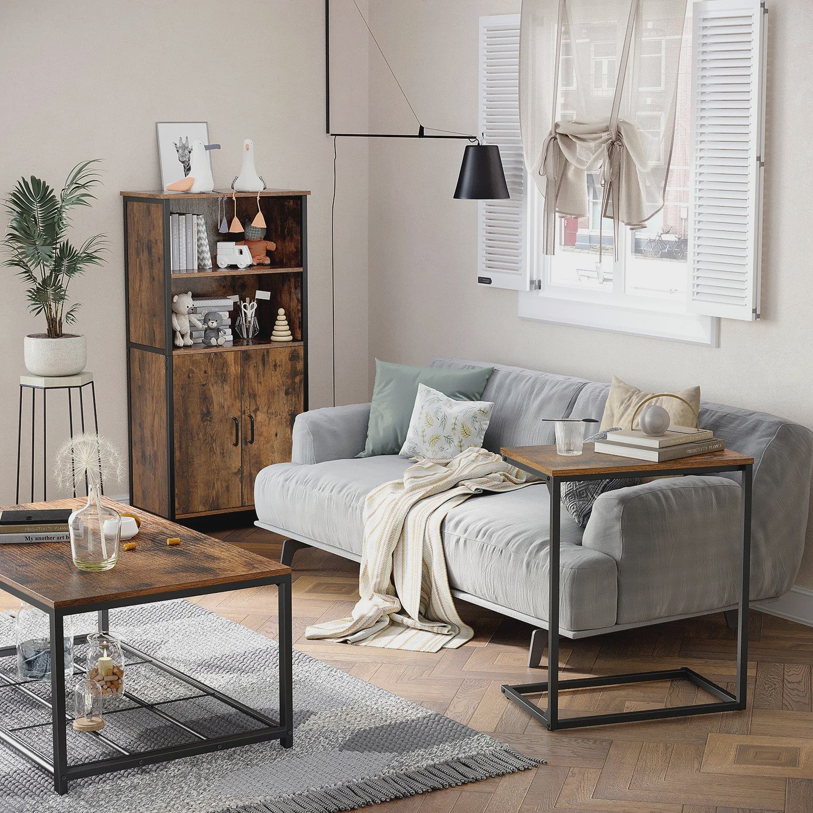 VASAGLE Bijzettafel voor Bank en Bed - Compacte Salontafel met Industrieel Design