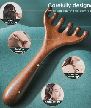 Gezichtsborstel & Houten Meridian Massage Kam: Lymfatische Drainage & Kaaklijn Sculpting