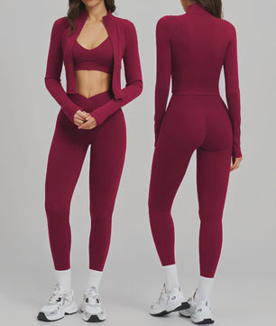3-delige Yogaset Dames: Long Sleeve Top, Sport BH & Legging