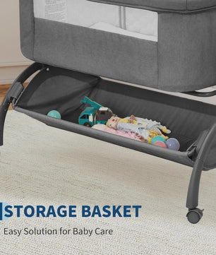 3-in-1 Baby Wieg & Co-Sleeper met Klamboe - Verstelbaar & Draagbaar