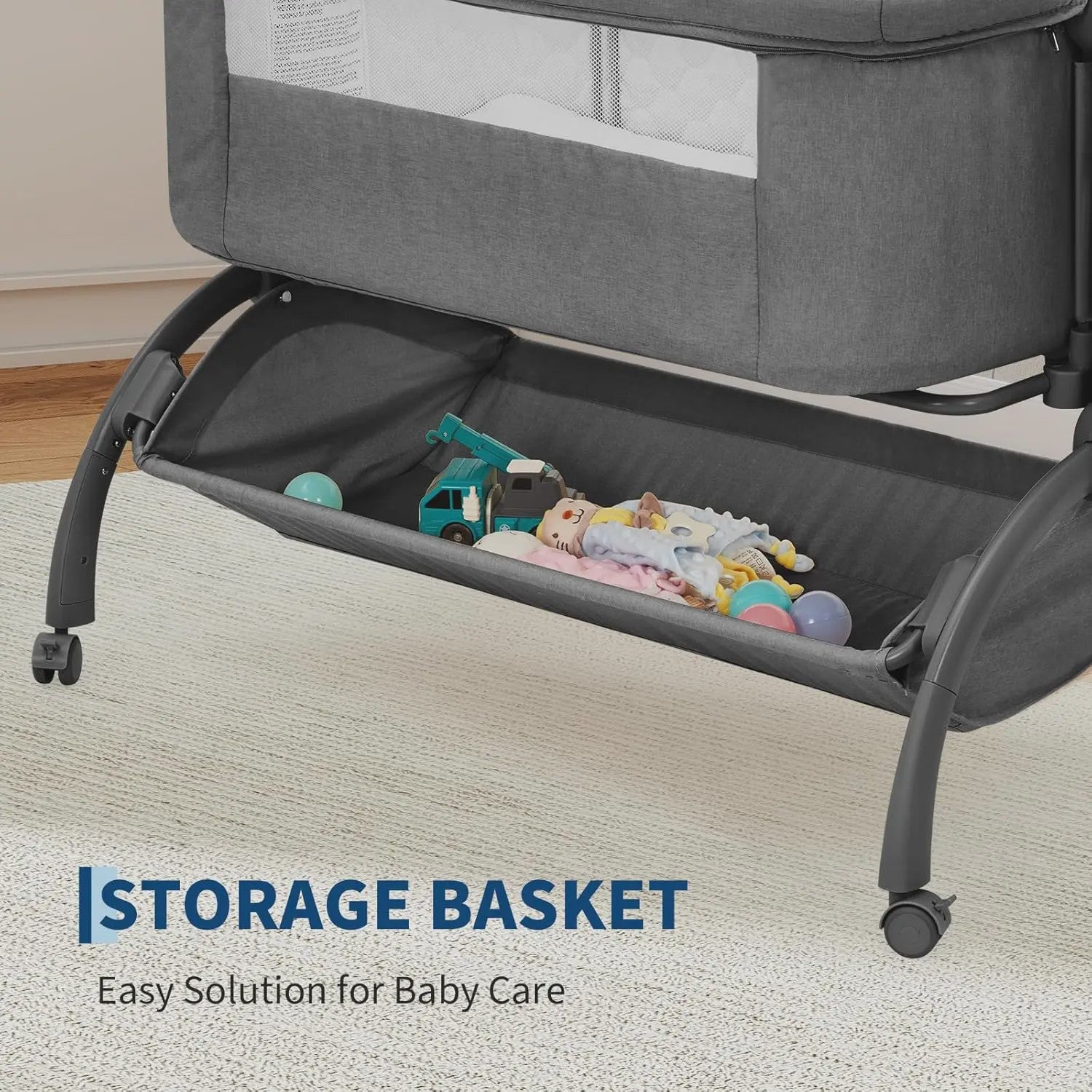 3-in-1 Baby Wieg & Co-Sleeper met Klamboe - Verstelbaar & Draagbaar