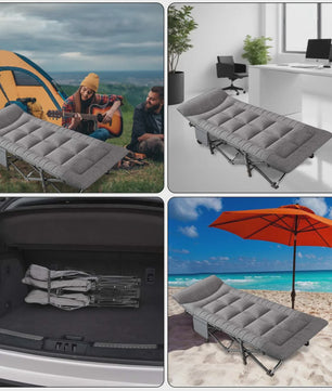 Opvouwbaar Gastenbed met Zijvak - Comfortabel en Draagbaar voor Camping, Reizen en Ontspanning