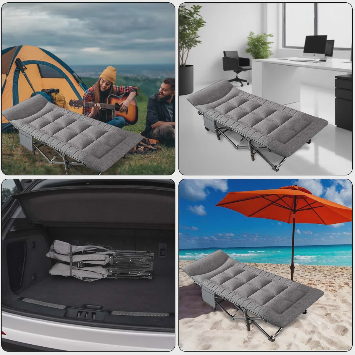 Opvouwbaar Gastenbed met Zijvak - Comfortabel en Draagbaar voor Camping, Reizen en Ontspanning