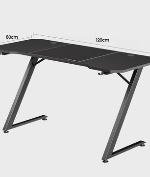 GTPLAYER Gaming Bureau 120x60cm met LED Verlichting, Ingebouwde Socket en USB-poorten