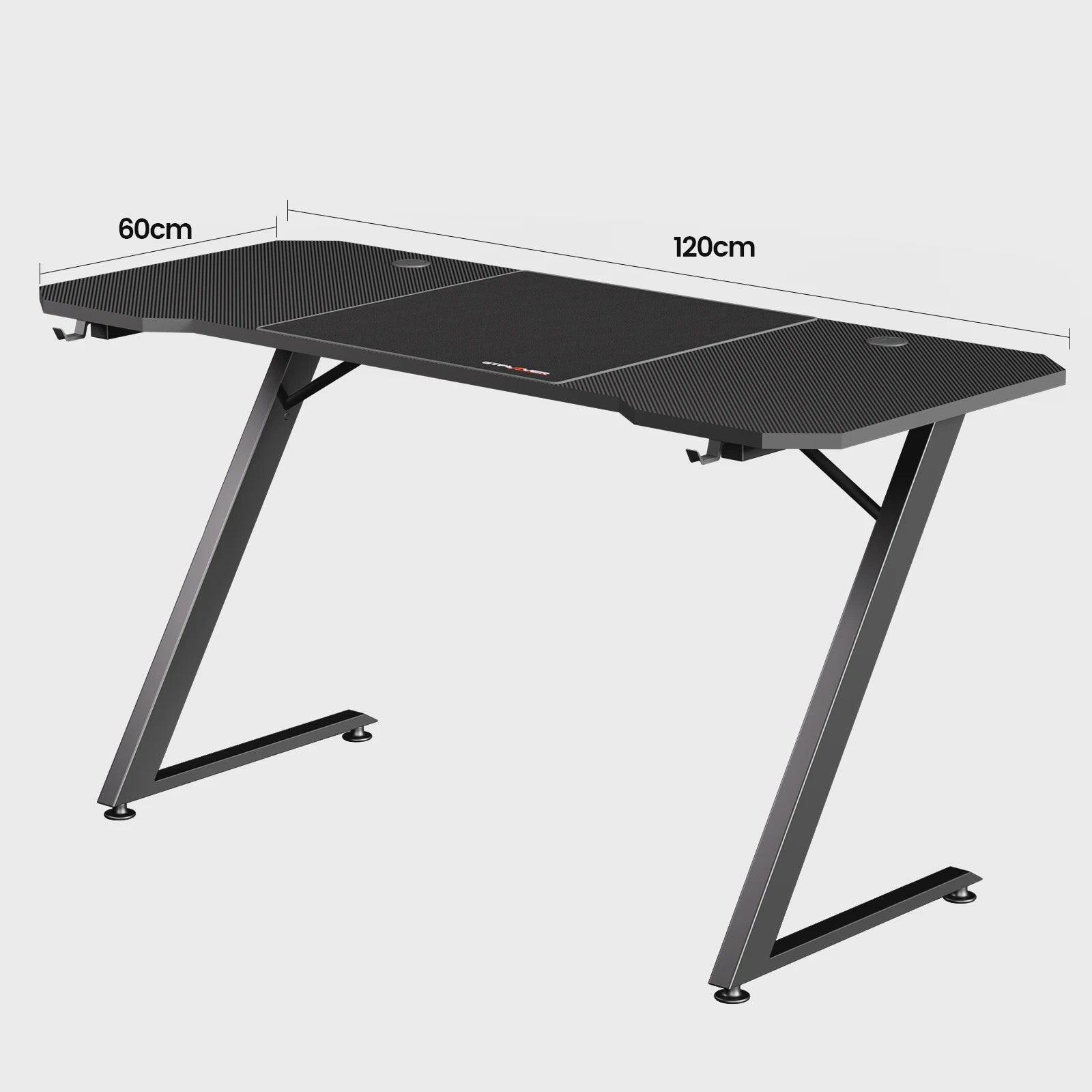 GTPLAYER Gaming Bureau 120x60cm met LED Verlichting, Ingebouwde Socket en USB-poorten