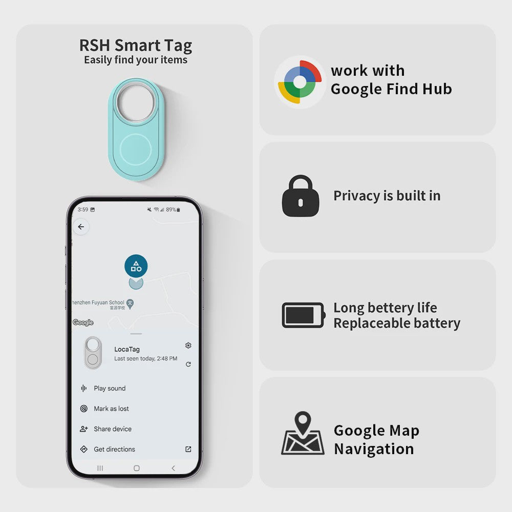 4x RSH Smart Tag Tracker - Vind Je Spullen Terug met Google Find My