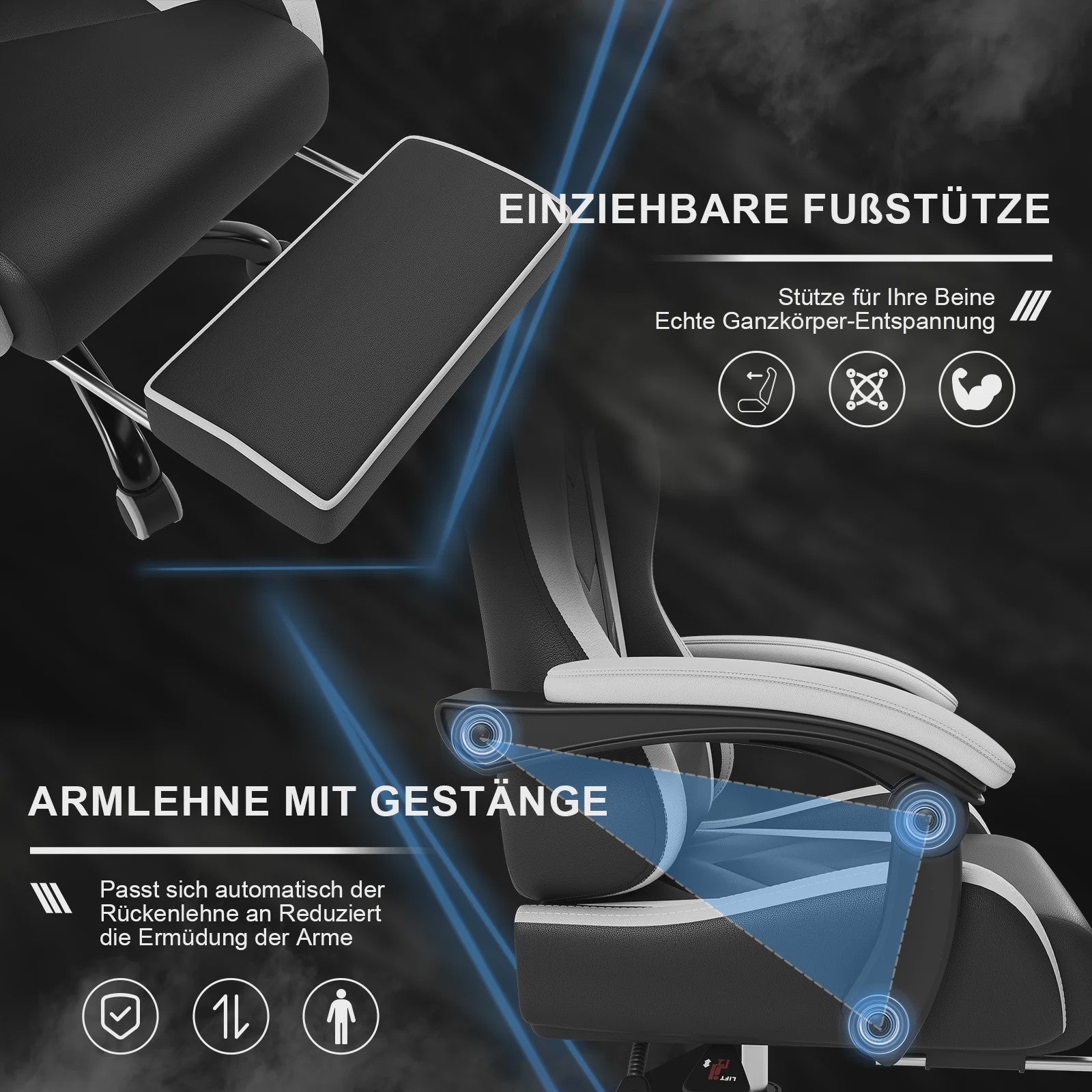 Ergonomische Gaming Stoel met Lendengezondheid Massage en Voetensteun – Verstelbaar voor Kantoor en Ontspanning