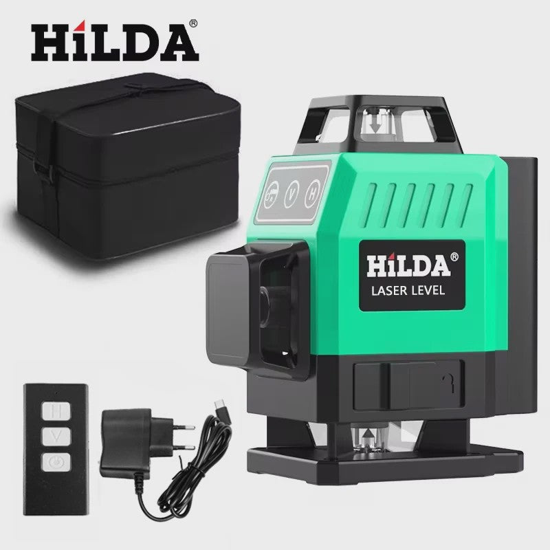 HILDA 16/12 Lijnen Groene Laserwaterpas Zelfnivellerend 360° Horizontaal & Verticaal
