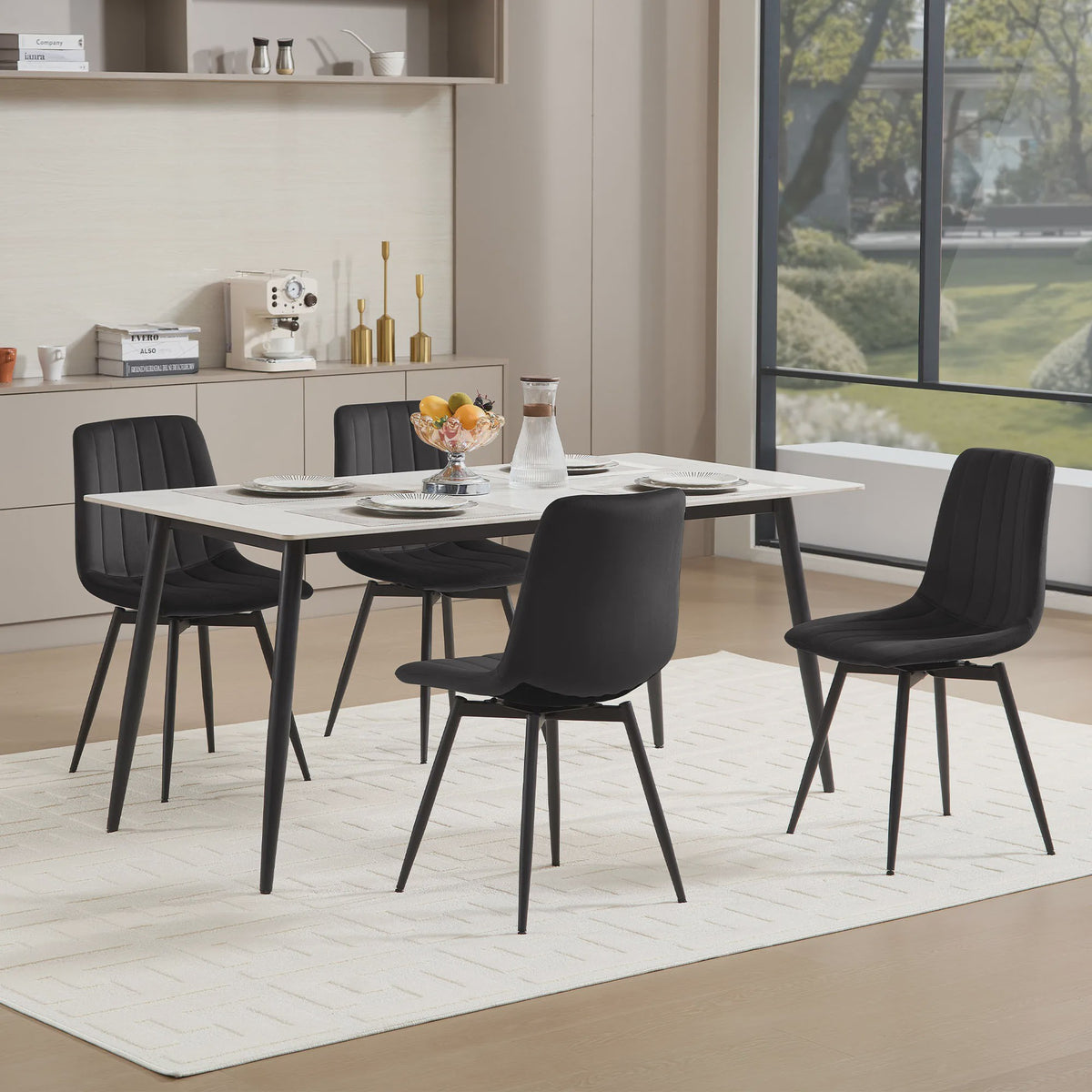 Set van 4 Fluwelen Eetkamerstoelen - 360° Draaibaar & Ergonomisch Ontwerp
