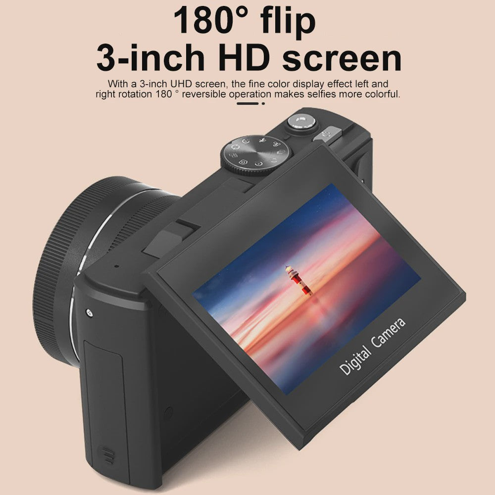 Ourlife Compacte 5K Digitale Camera: 75MP, 18x Zoom, Flip Screen, WiFi & Vlog Functies