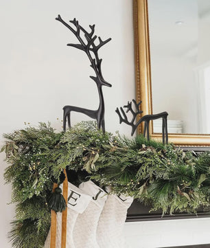 Klassiek Zwart Herten Beeldje - Elegante Kerstboomtopper & Jaarrond Decoratie