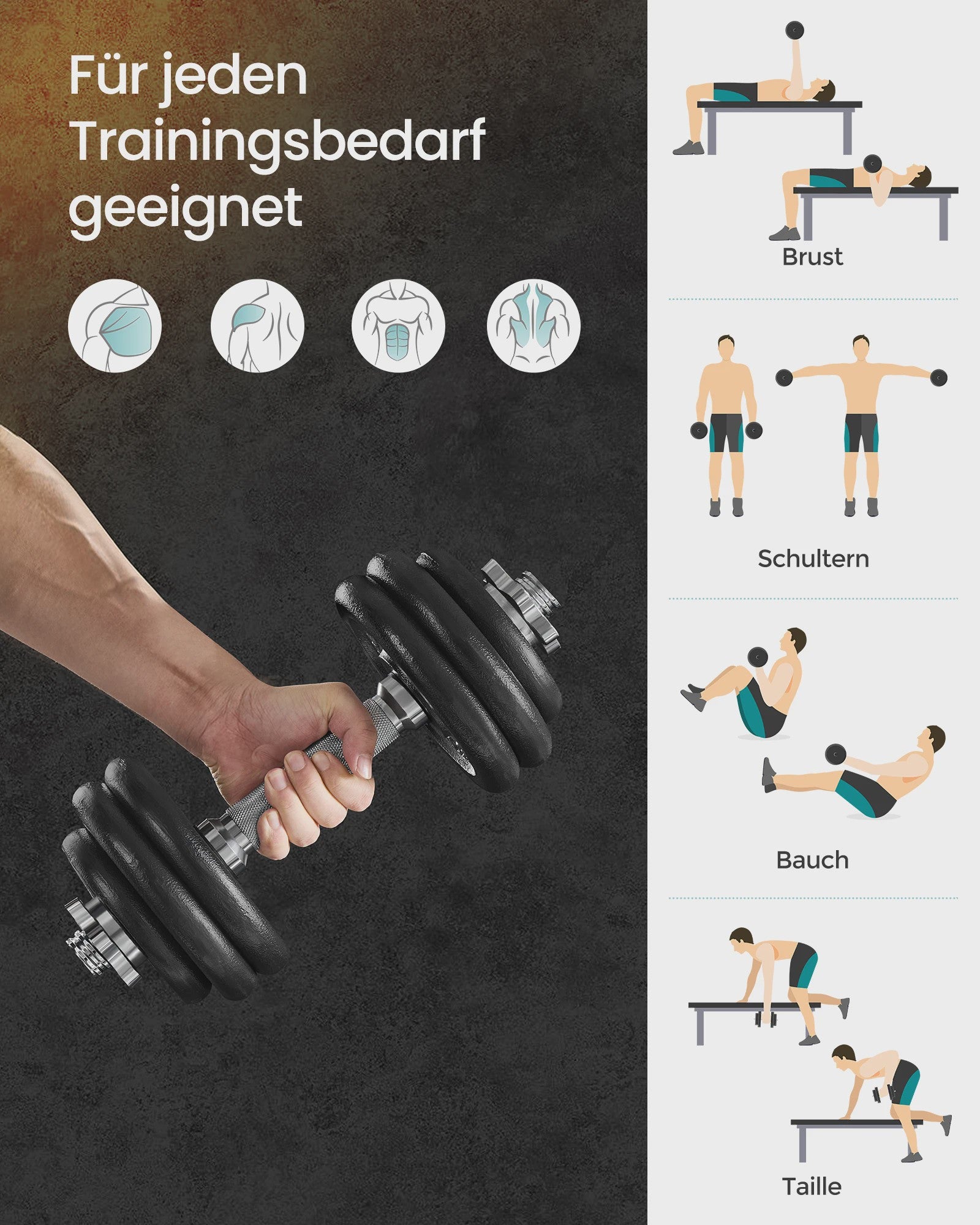 Verstelbare Gietijzeren Halterset SONGMICS - 20/30/40 kg