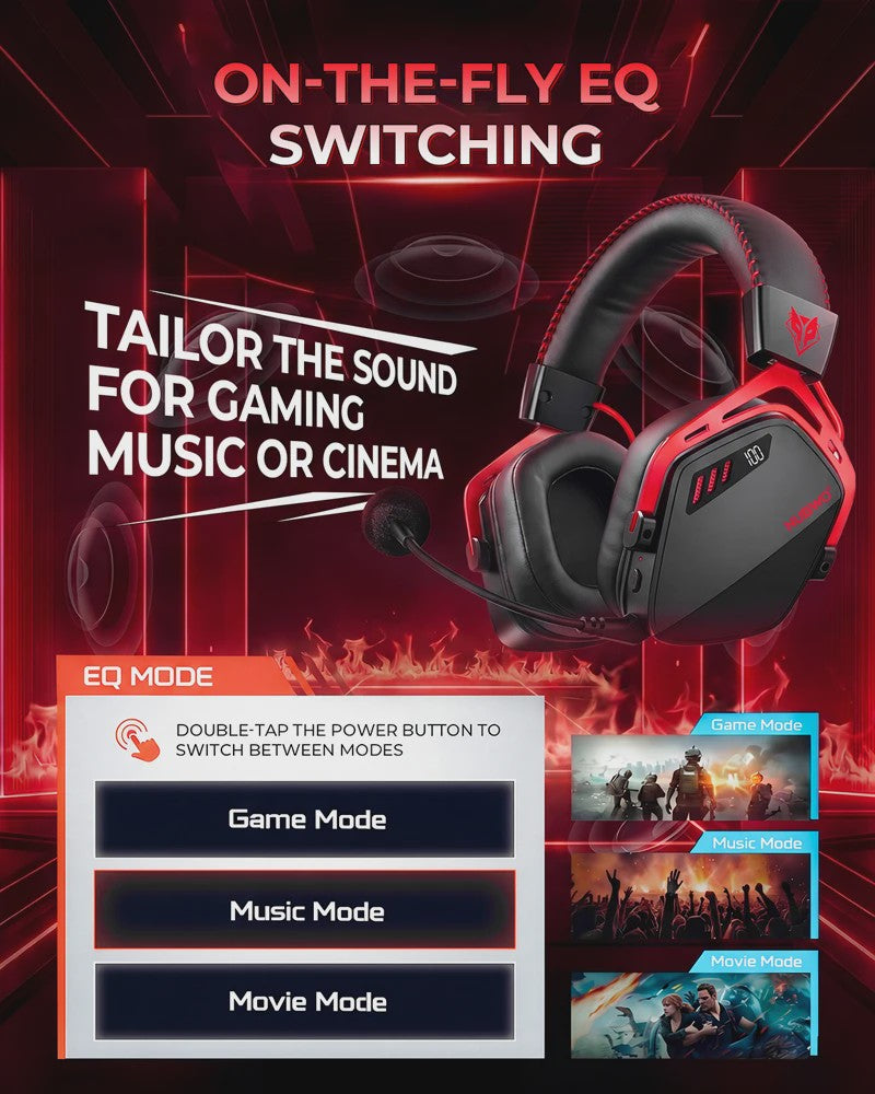 NUBWO HG08 Draadloze Gaming Headset - 7.1 Surround Sound, Lage Latentie, Multiplatform