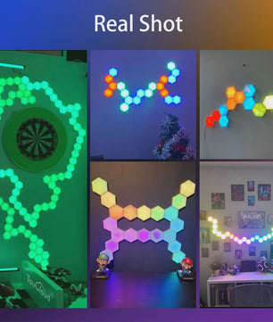 Modulaire Hexagon LED Wandlampen - RGB, Muziek Sync, App Bediening & USB