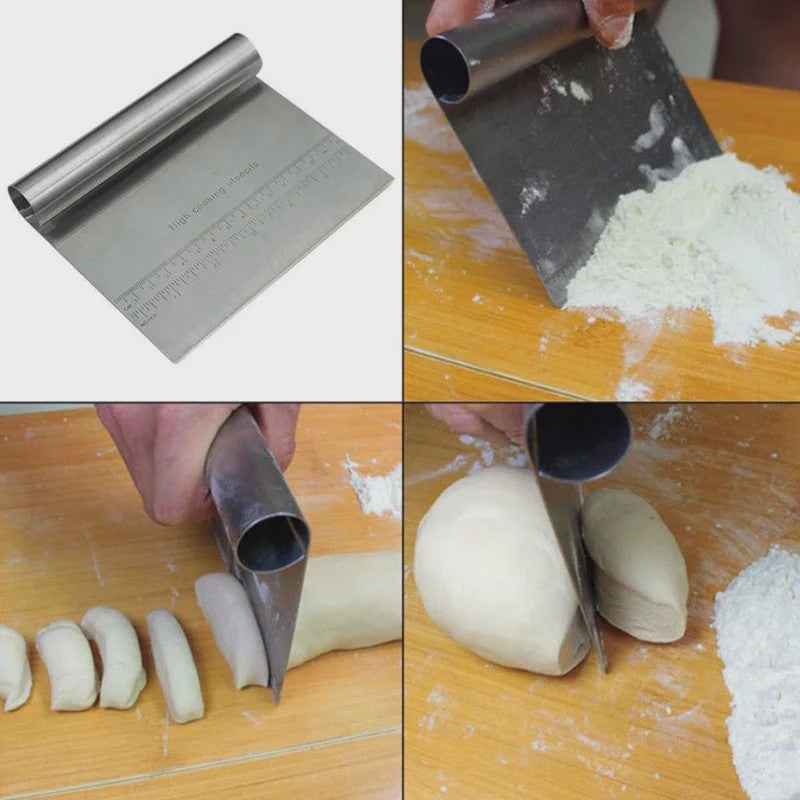RVS Deegschraper, Pizzasnijder en Deegsnijder met Nauwkeurige Schaalverdeling - Multifunctioneel Keukengereedschap