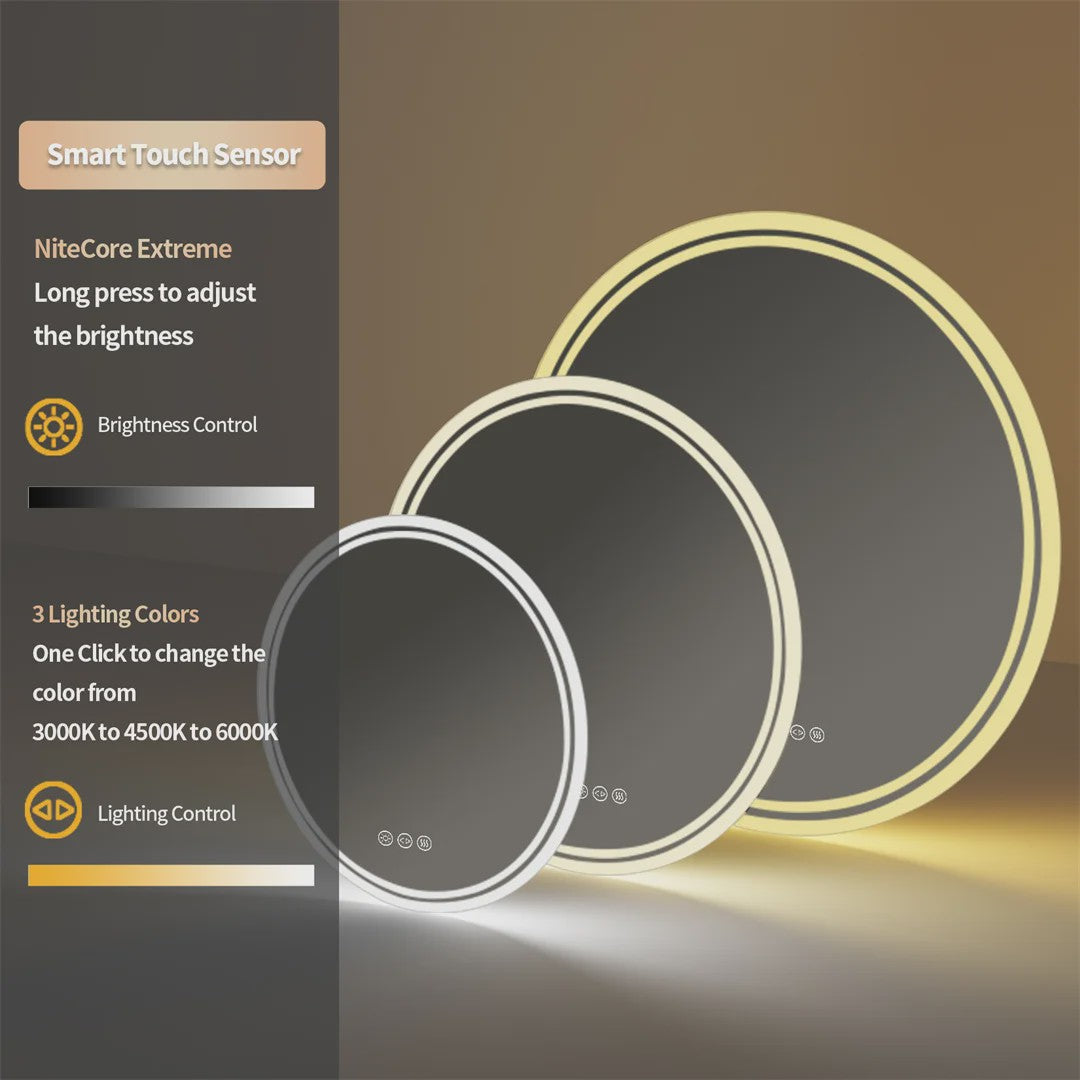 LUVODI Ronde Spiegel 80cm met Slimme LED Verlichting, Dimbaar & Anti-Condens Touchscreen