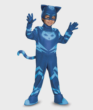 Kinder Verkleedkostuum Blauwe Kattenheld met Masker - Perfect voor Feestjes & Halloween