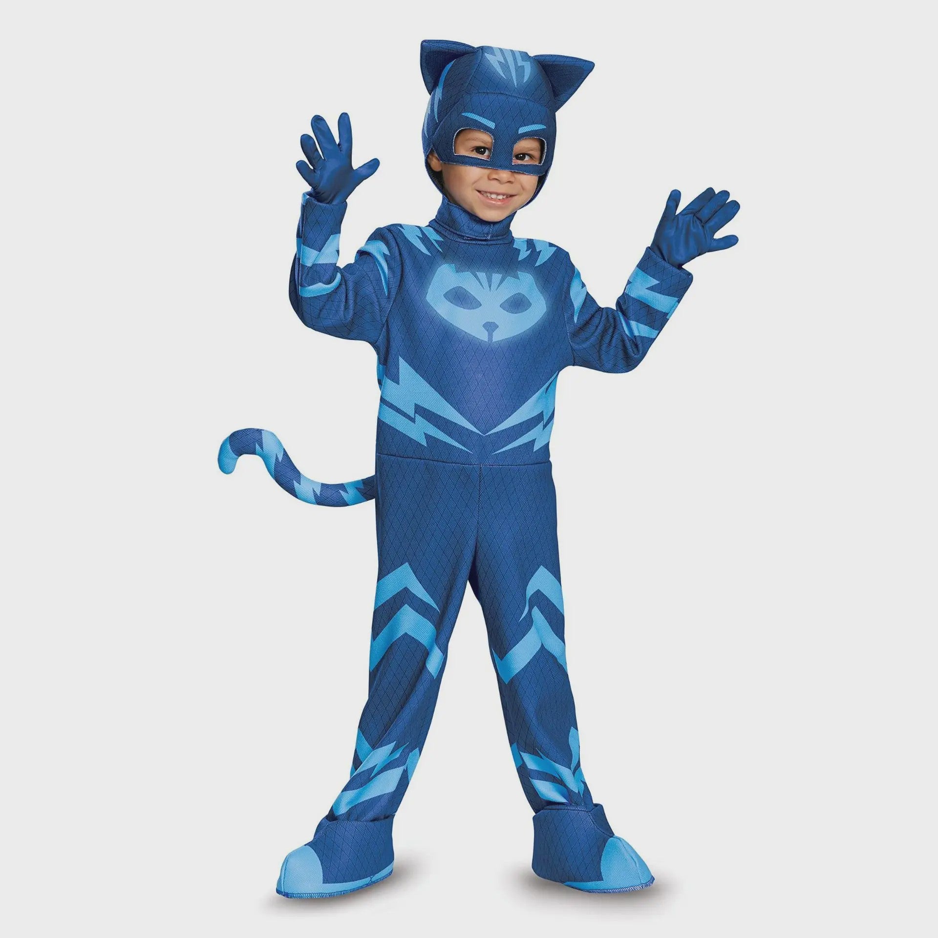 Kinder Verkleedkostuum Blauwe Kattenheld met Masker - Perfect voor Feestjes & Halloween
