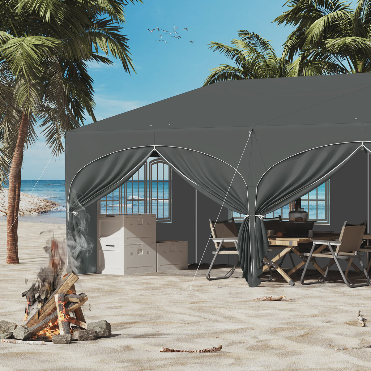 Pop-Up Partytent 3x6m - Verstelbaar, Waterdicht Paviljoen met 6 Zijwanden voor Tuin & Outdoor