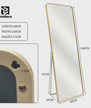 Grote Staande Spiegel 160x48cm - Volledige Lengte Spiegel met Aluminium Frame & HD Glas