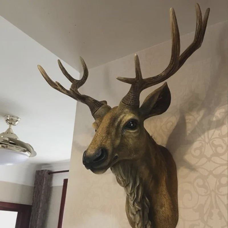 Decoratieve Hertenkop Wanddecoratie - 17 Inch, Handgemaakt Hars Kunst