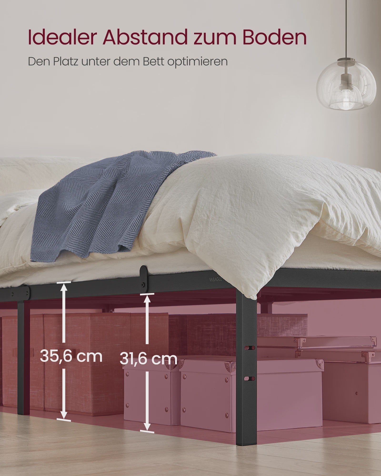 VASAGLE Metalen Bedframe - Modern, Stijlvol en Ruimtebesparend