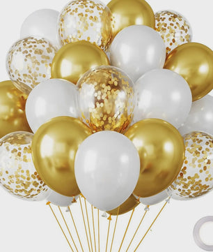 30 Stuks Chrome Latex Ballonnen Mix: Wit, Roze & Blauw - Feestdecoratie