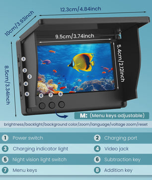Fish Finder Underwater Camera 1080P HD 4.3 Inch LCD Fishing Camera With 8000mAh Battery Portable Fishing Tools With Night Vision