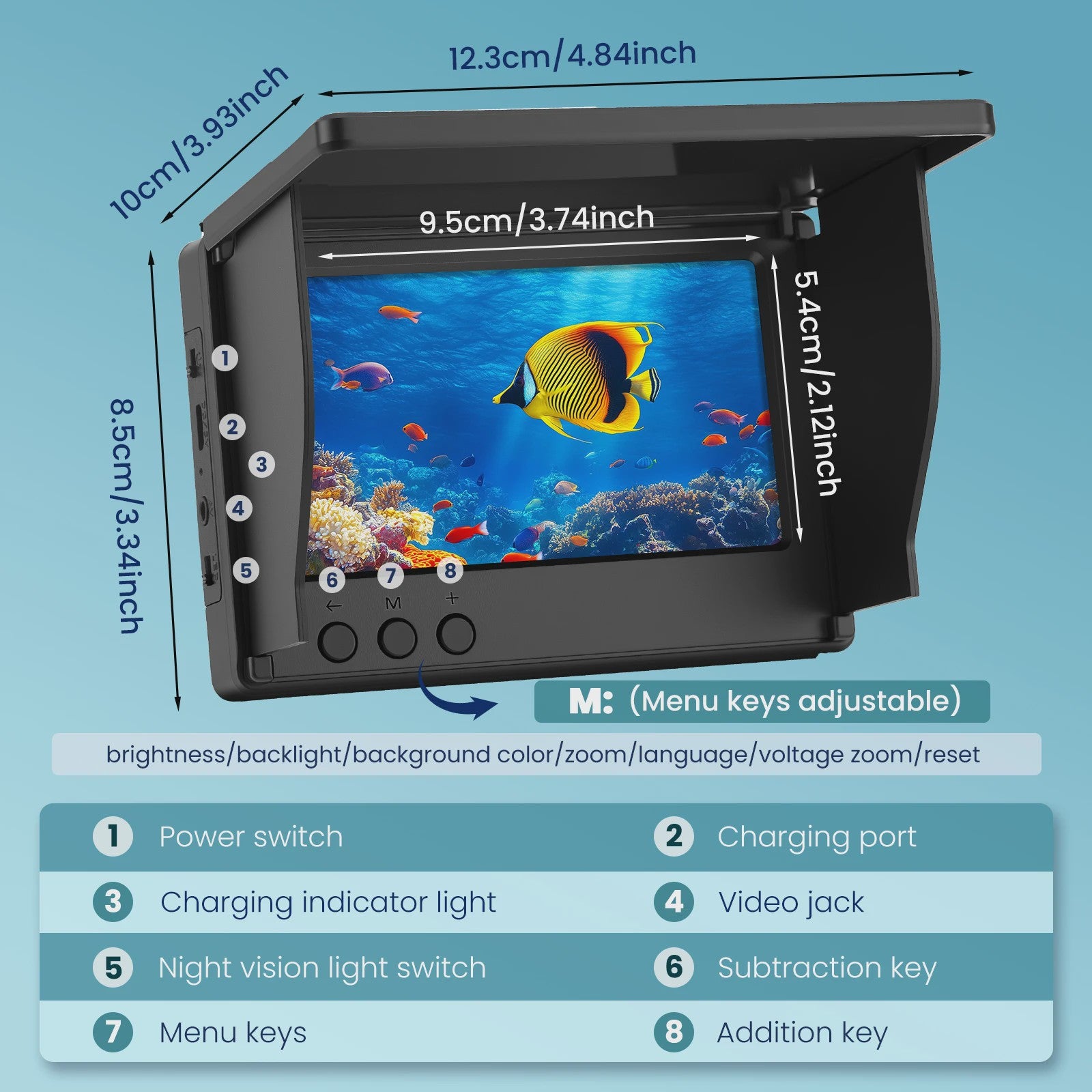 Fish Finder Underwater Camera 1080P HD 4.3 Inch LCD Fishing Camera With 8000mAh Battery Portable Fishing Tools With Night Vision