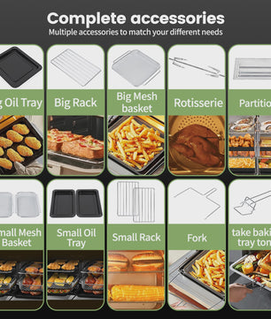 XXL Dubbele Heteluchtfriteuse Oven (23L, 2200W) met LED Touchscreen & 15 Programma's