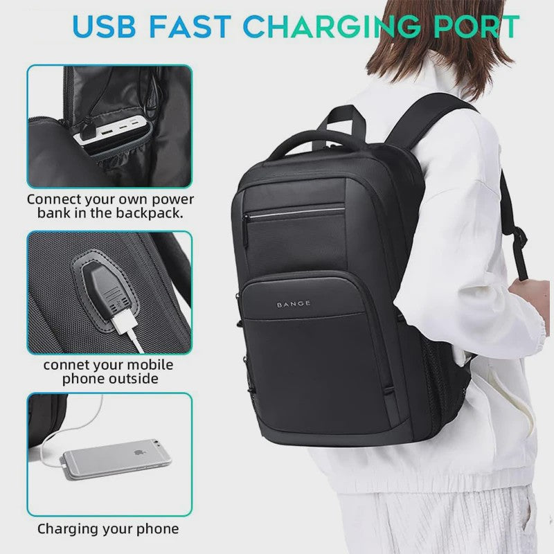 BANGE Waterdichte Laptop Rugzak 15.6 inch met USB Laadpoort - Multifunctioneel voor Reizen, School & Werk