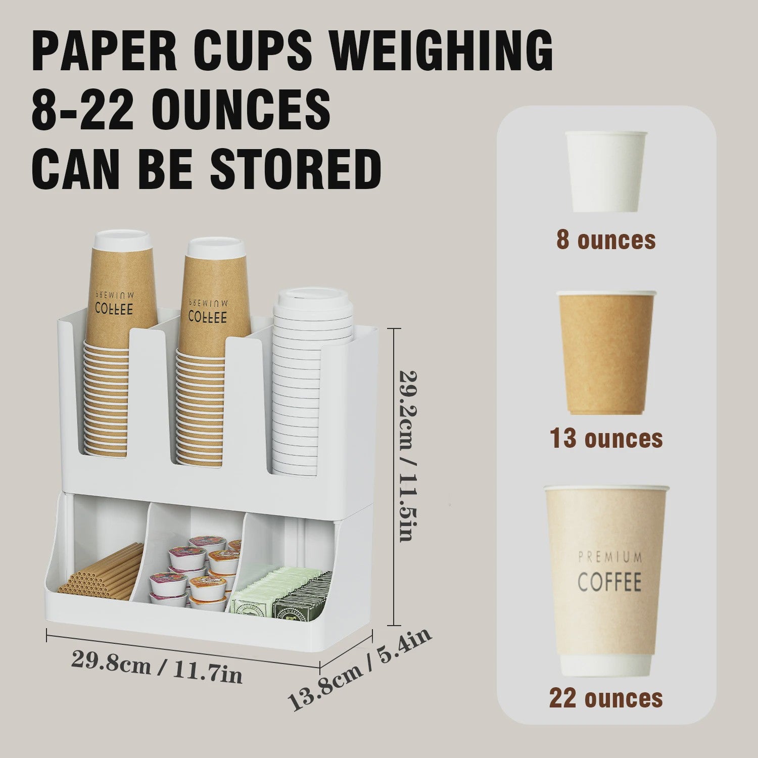 Wandmontage Koffie Station Organizer - Opslag voor Bekers, Cups en Bar Accessoires
