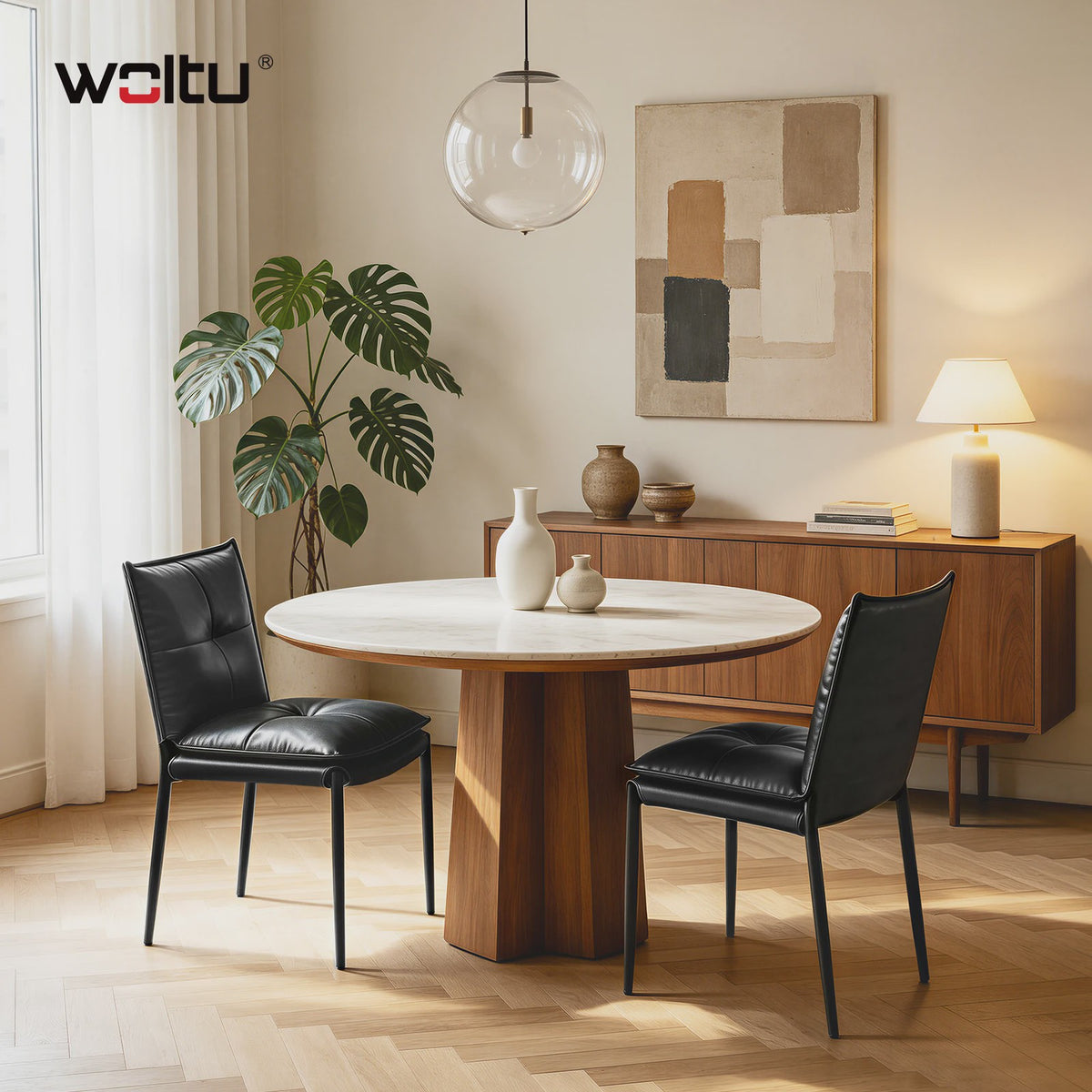 Set van 4 Eetkamerstoelen - Kunstleer, Metalen Poten & Ergonomisch Ontwerp