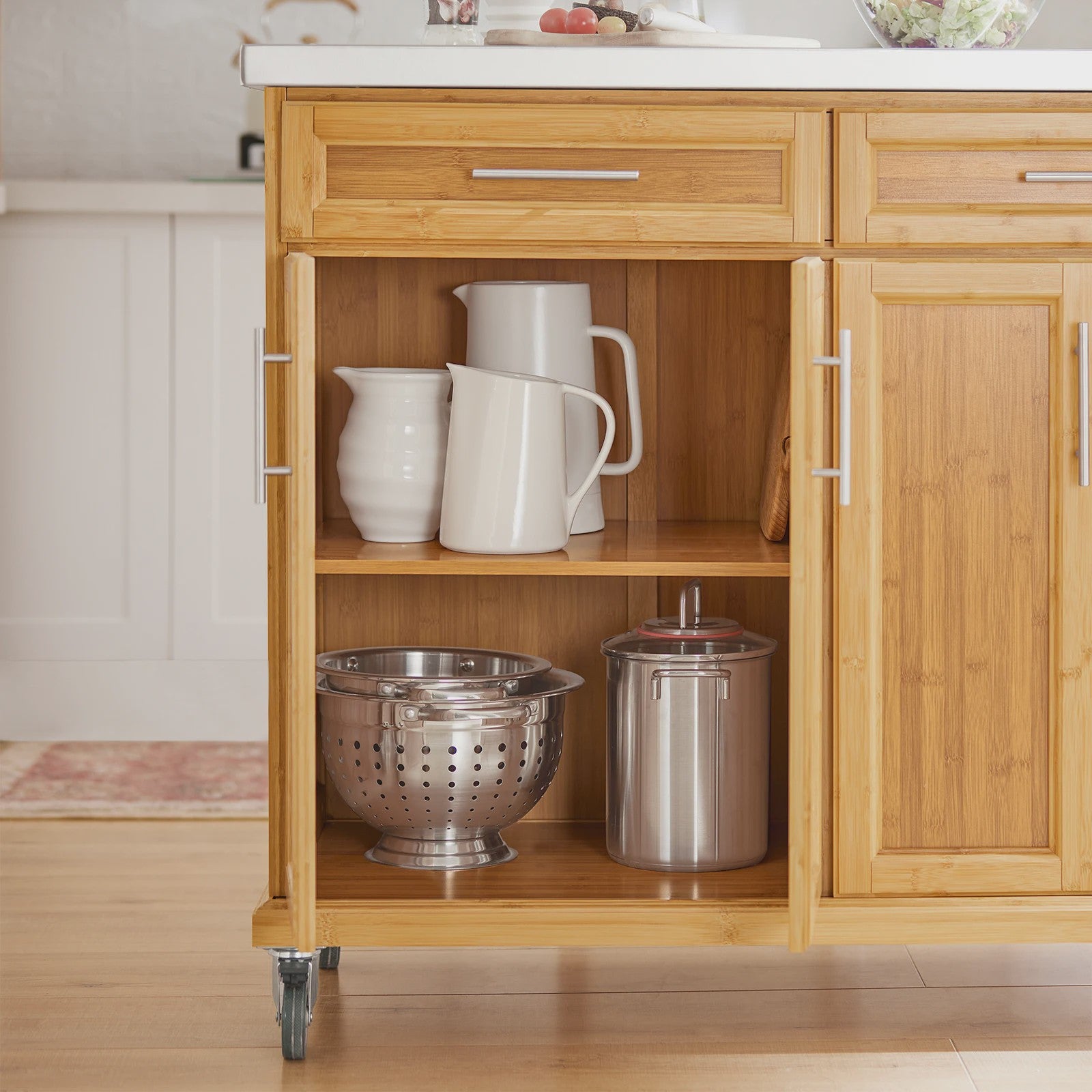 SoBuy Keuken Eiland Trolley FKW69-N met Uitschuifbaar Werkblad & Opslag