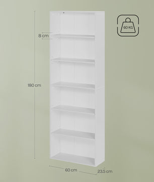 Stijlvolle Open Boekenkast met 6 Legborden - Ideaal voor Woonkamer, Kantoor of Studiekamer