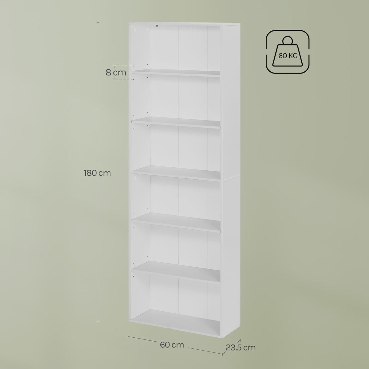 Stijlvolle Open Boekenkast met 6 Legborden - Ideaal voor Woonkamer, Kantoor of Studiekamer