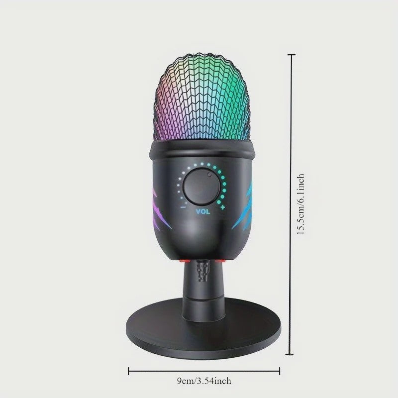 USB Condenser Microfoon met RGB Verlichting - Gaming, Streaming & Karaoke