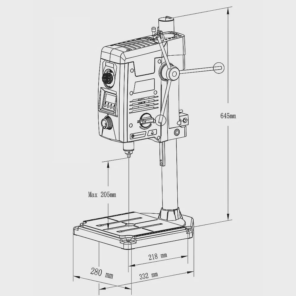 ALLSOME BG-518801 6-Speed Benchtop Boormachine met Digitale Display en Laser