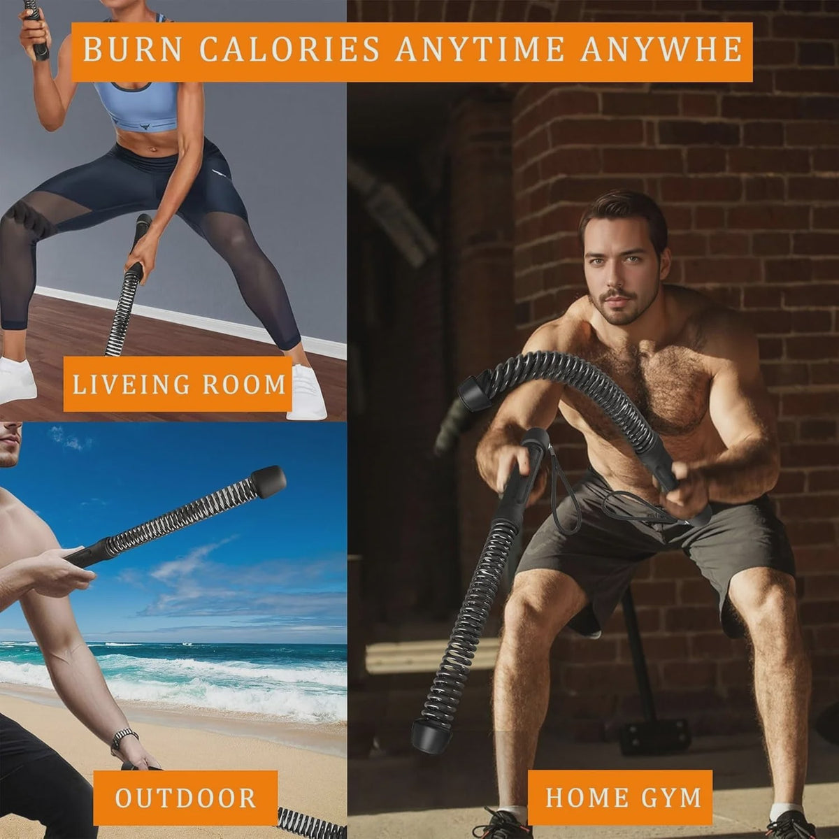 Ropeless Battle Ropes voor Krachttraining en HIIT - Draadloos Fitnessapparaat