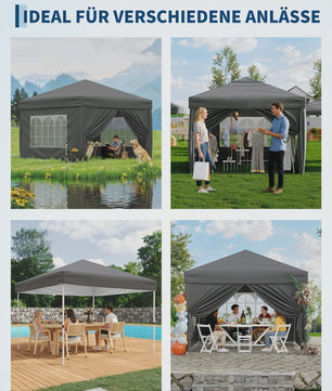 3x3m Pop-Up Partytent met 4 Zijwanden - Waterdicht, UV50+ en Draagbaar