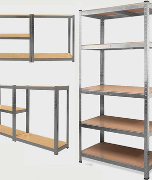 Robuust Metalen Stellingkast 5-Laags - Verstelbaar, Boutloos, 875KG Draagvermogen - Ideaal voor Garage & Werkplaats