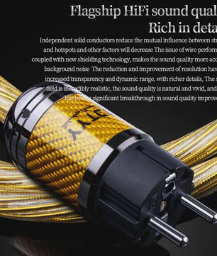 Hi-end 7N OCC Zilver Verguld Audiophile Netkabel met Carbon Fiber Rhodium Plug voor Hifi CD Versterker