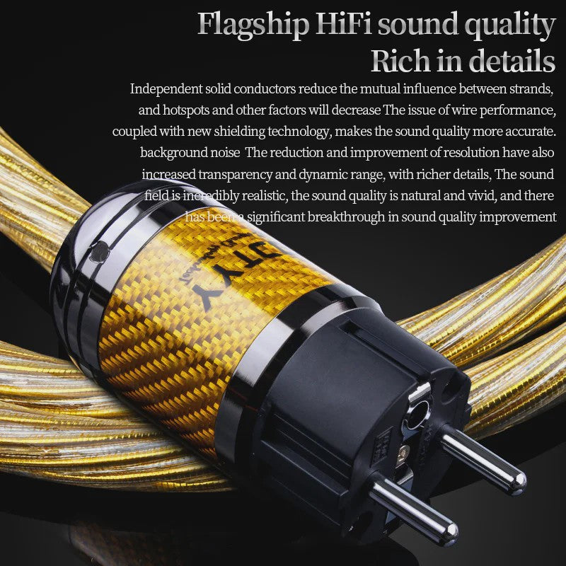 Hi-end 7N OCC Zilver Verguld Audiophile Netkabel met Carbon Fiber Rhodium Plug voor Hifi CD Versterker