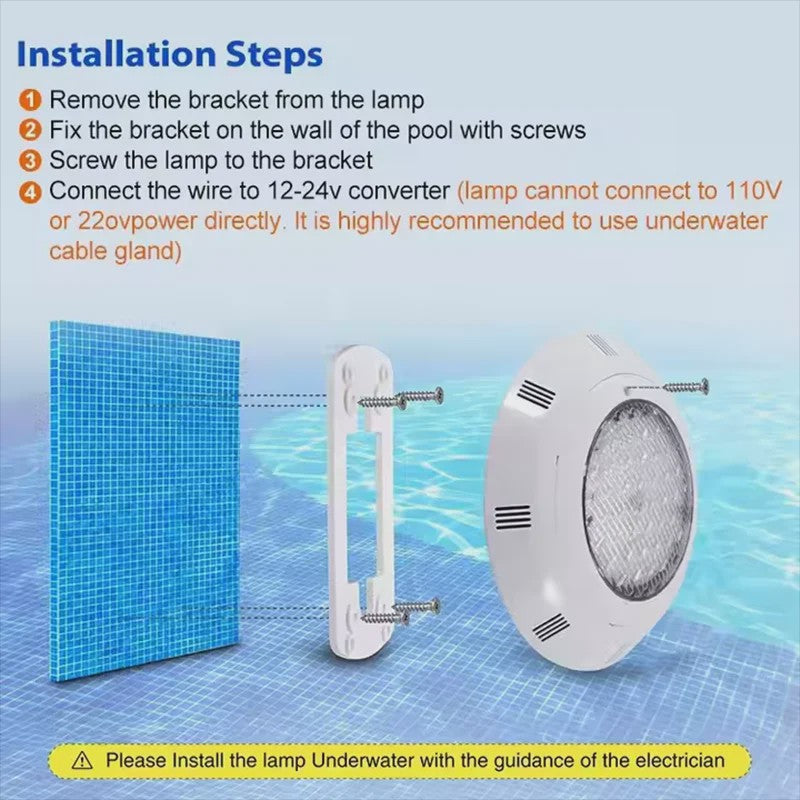 RGB LED Zwembadverlichting - Waterdicht IP68 Wandmontage - Kleurveranderend met Afstandsbediening