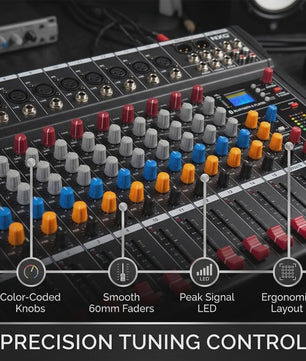 Yamnweo CT16 Professionele 16-Kanaals Audio Mixer met DSP Effecten, Bluetooth & USB
